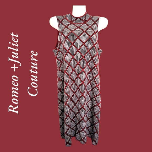 Romeo+Juliet Couture Burgundy Designer Mock Neck Sleeveless Midi Sweater Dress - Picture 4 of 13